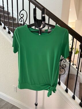 Emerald Green Short Sleeve Tie-Hem Top